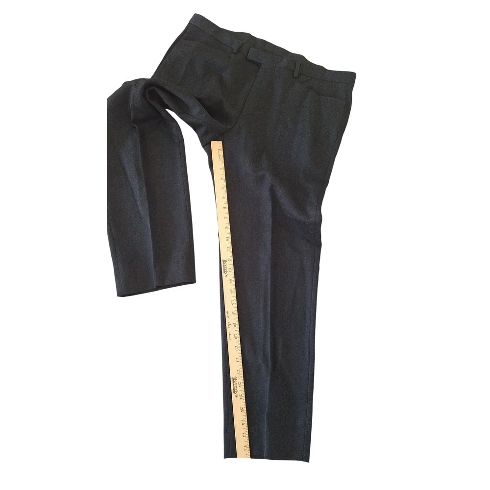 Gucci Mens Charcoal Gray Wool Blend Flat Front Straight Leg Dress Pants Italy